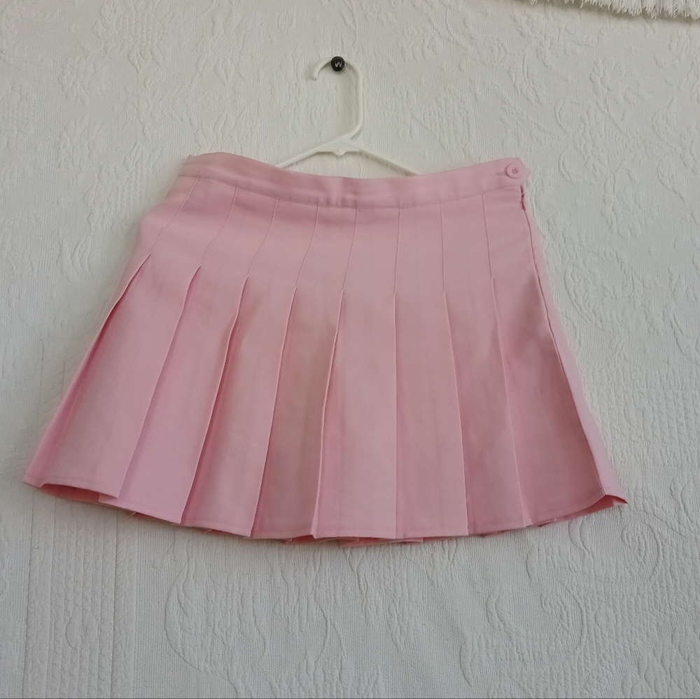 Fei Li Lai Pink Pleated Tennis Skort Pastel Barbie Activewear Skater Girl Flirty - Picture 9 of 9